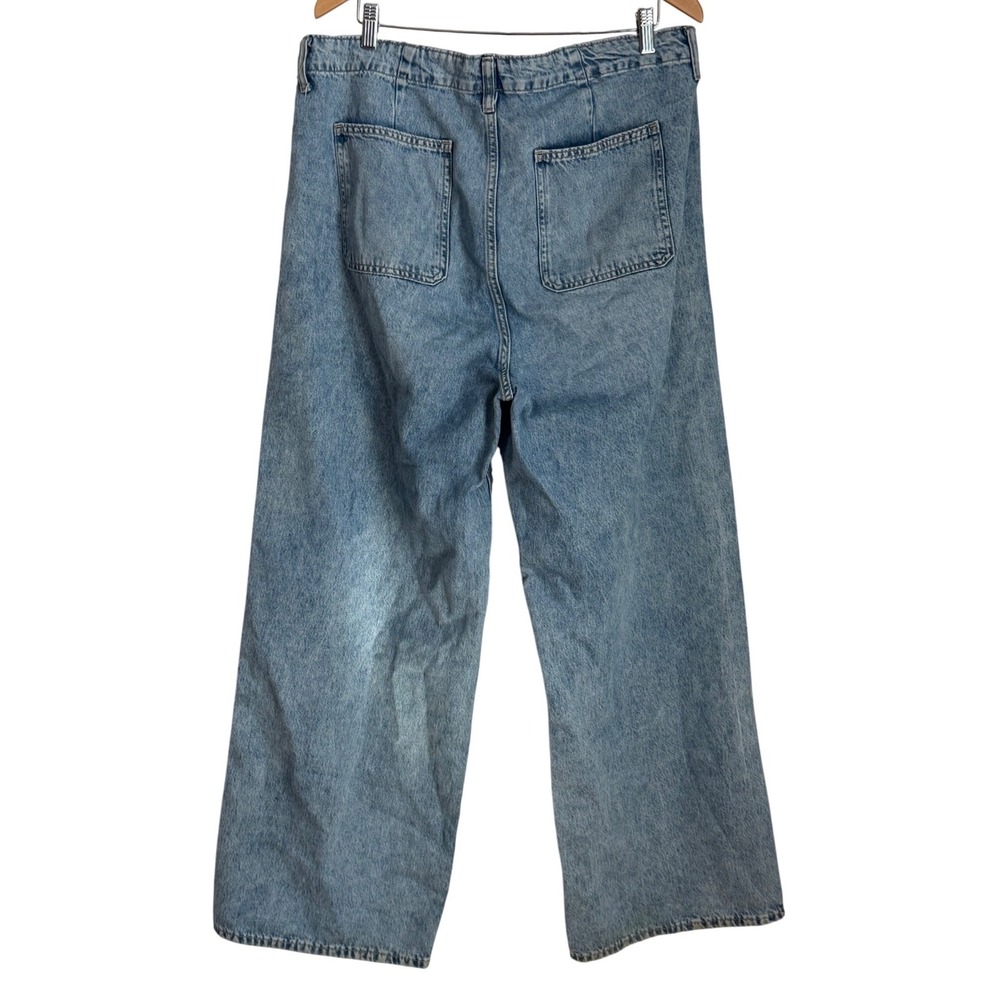 Old Navy Baggy Wide Leg Jeans Womens 16  Drapey Denim Y2K High Rise Patch Pocket - Picture 5 of 12
